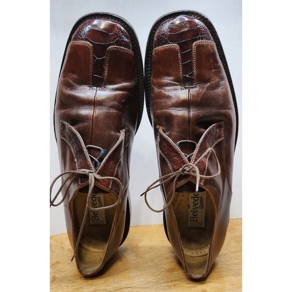 VTG Belvedere Florence Italy Men Hand Made Size 10M Brown Genuine Ostrich